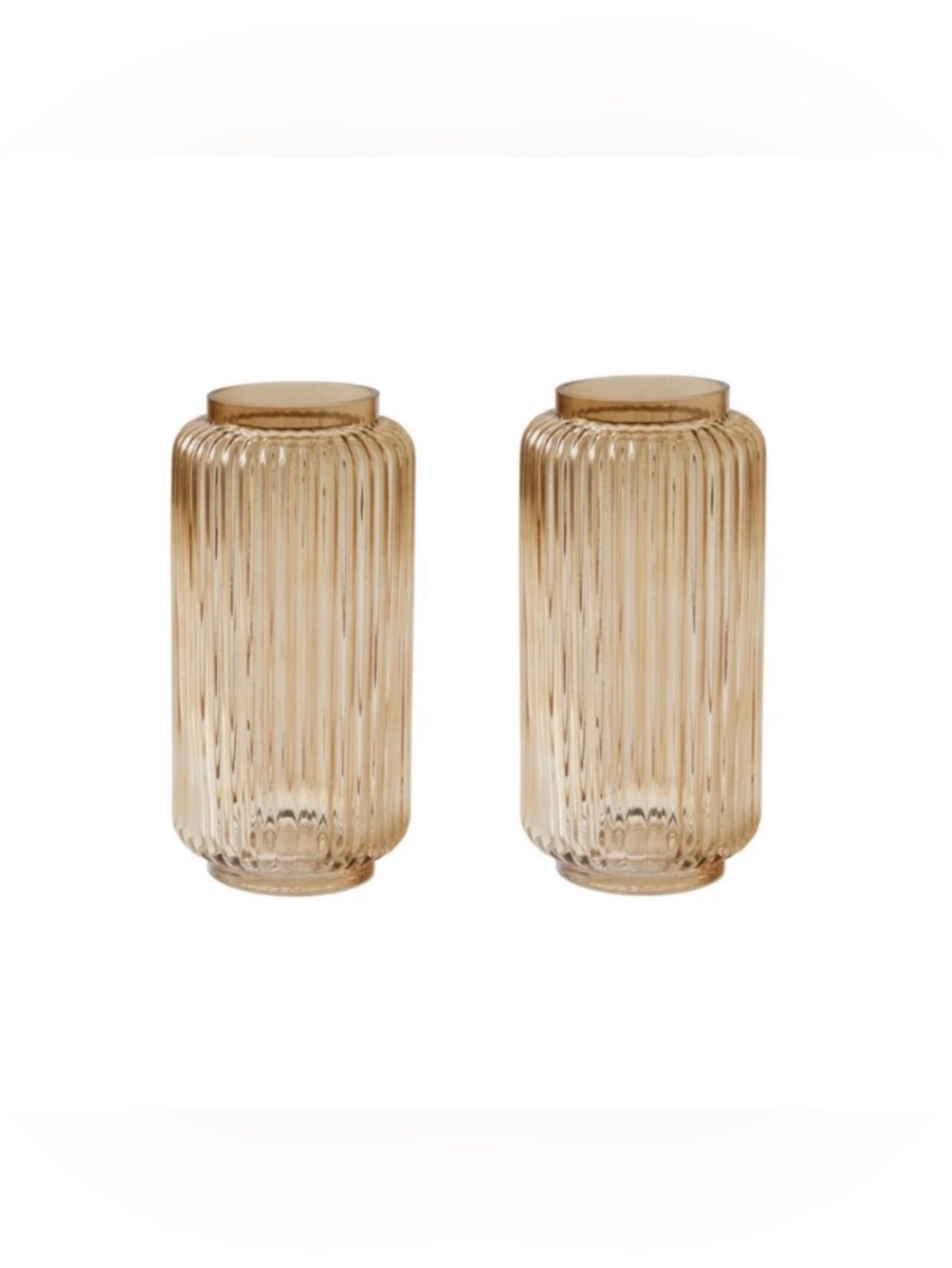 donating soon • 2 piece champagne ribbed glass vase Better Homes & Gardens, new!